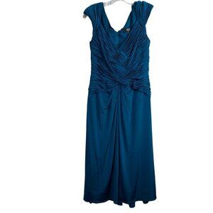 Tadashi Shoji Teal Ruched Sheath Dress Size Large